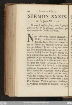Sermon XXXIX. sur S. Jean XI. v. 48.