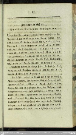 Zweiter Abschnitt. Von den Kriegswissenschaften