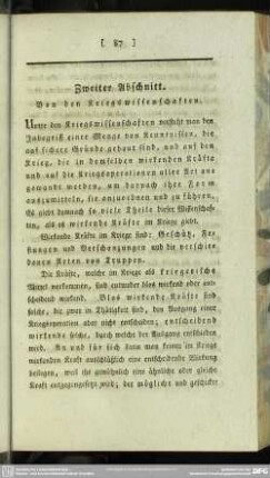 Zweiter Abschnitt. Von den Kriegswissenschaften