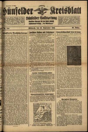 Ausgabe vom Mittwoch, den 23. September 1942.