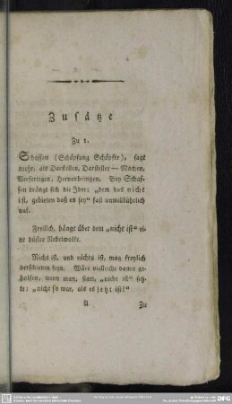 Zusätze [zum ersten Abschnitt]