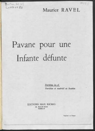 Pavane pour une infante défunte : pour petit orchestre