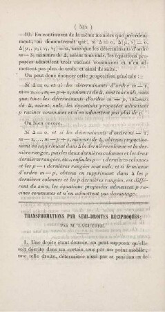 Transformations par semi-droites réciproques.