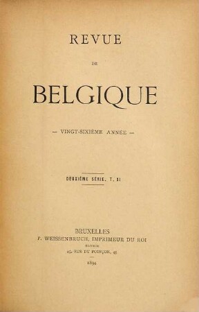 Revue de Belgique. 11 = A. 26. 1894