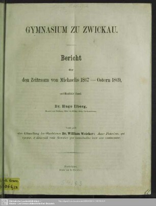 1867/69: Bericht : über das Schuljahr ...