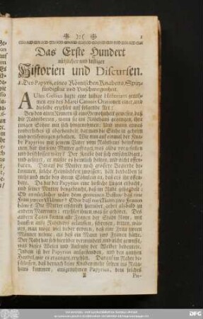 Das Erste Hundert nützlicher und lustiger Historien und Discursen.