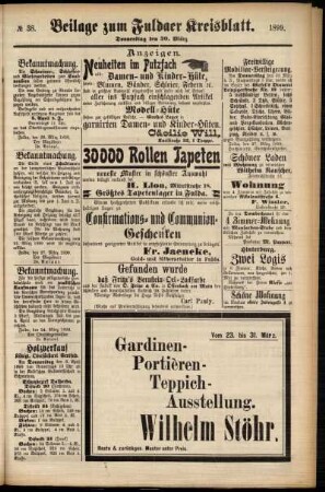 Zweite Ausgabe vom Donnerstag, den 30. März 1899.