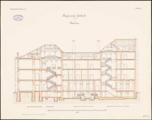 Regierungsgebäude, Aachen: Längsschnitt Querschnitt 1:100