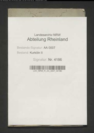 Verzeichnis der Akten betr. das Verhältnis Kurkölns zu Jülich-Berg-Kleve