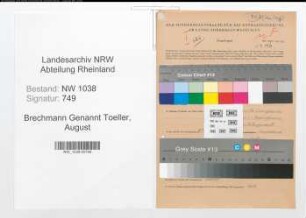 Entnazifizierung August Brechmann Genannt Toeller , geb. 07.10.1908 (Foerster)