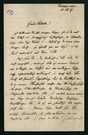 Brief vom 12. Dezember 1867