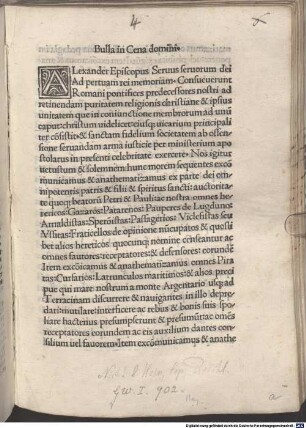 Bulla in Cena domini "Consueverunt Romani pontifices" : Rom, 1499. 03.28.