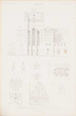 Kloster Chorin: Choransicht, Details (aus: Atlas zur Zeitschrift für Bauwesen, hrsg. v. G. Erbkam, Jg. 4, 1854)