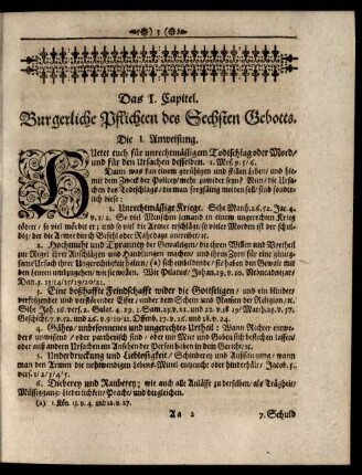 Das I. Capitel. Burgerliche Pflichten des Sechsten Gebotts