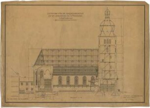 Bestelmeyer, German; Nürnberg (Bayern); Ev. Friedenskirche St. Johannes - Mappe 1: Schnitt