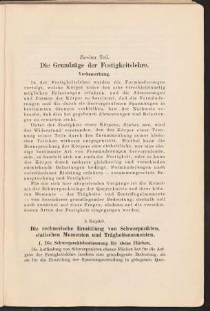 3. Kapitel. Die rechnerische Ermittlung von Schwerpunkten, statischen Momenten und Trägheitsmomenten.