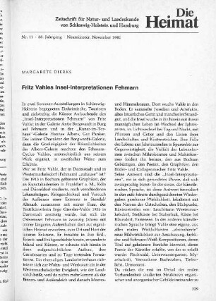 Fritz Vahles Insel-Interpretationen Fehmarn