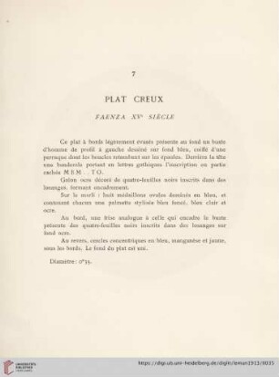 Plat Creux (Faenza XVe siècle)