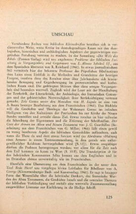 125 [Rezension] Alonso Schökel, Luis, Probleme der biblischen Forschung in Vergangenheit und Gegenwart
