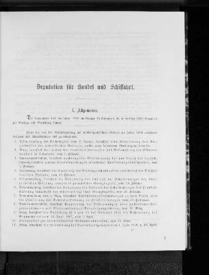 Deputation für Handel und Schiffahrt.