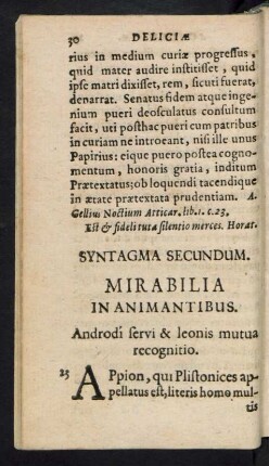 Syntagma Secundum. Mirabilia In Animantibus.