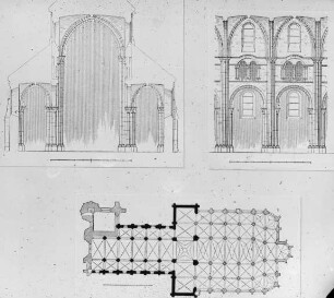 Beauvais, Église St-Étienne, Querschnitt, Aufriss, Grundriss