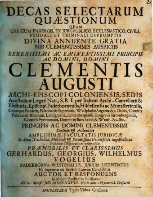 Decas selectarum quaestionum