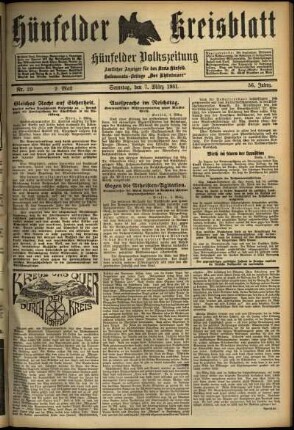 Zweite Ausgabe vom Samstag, den 07. März 1931.