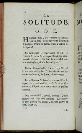 La Solitude. Ode