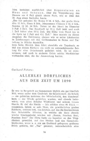 Allerlei Dörfliches aus der Zeit um 1890