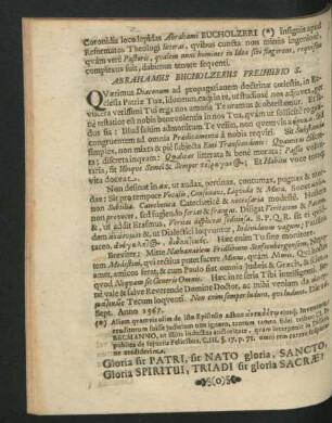 Abrahamus Bucholzerus Freihubio S.
