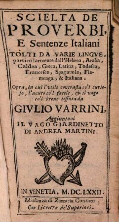 Scielta de'proverbi, e sentenze Italiani : tolti da varie lingue