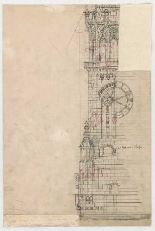 Thiersch, Friedrich von; Dresden (Sachsen); Rathaus - Eckturm (Teilansicht)