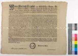 Patent von Friedrich August I. Kurfürst von Sachsen betreffend die Anleinung von Hunden auf dem Land zum Schutz des Wildes