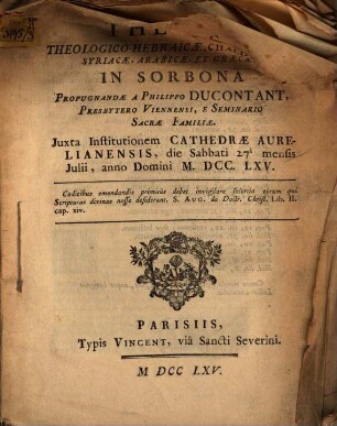 Theses theologico-Hebraicae, Chaldaicae, Syriacae, Arabicae et Graecae