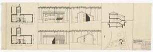 Wohnhaus Mildenberger, Hochberg: Grundrisse, Ansichten, Schnitt 1:100, Lageplan 1:500