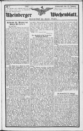 Rheinberger Wochenblatt : Kreis-Intelligenz- und Central=Blatt des Kreises Moers