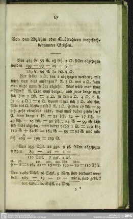 Von dem Abziehen oder Subtrahiren mehrfach-benannter Größen