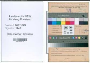 Entnazifizierung Christian Schumacher , geb. 26.04.1901 (Kaufmann)