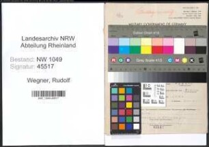 Entnazifizierung Rudolf Wegner , geb. 02.12.1904 (Lehrer)