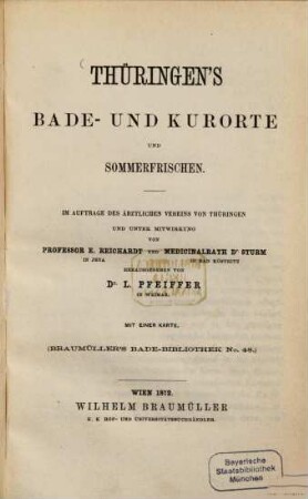 Thüringen's Bade- und Kurorte und Sommerfrischen