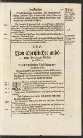 XXV. Von Christlicher anhörung/ der predig Göttliches Worts.