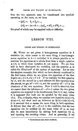 Lesson VIII. Order and weight of eliminants.
