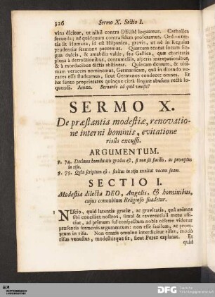 Sermo X. De præstantia modestiæ, renovatione interni hominis, evitatione risûs excussi.