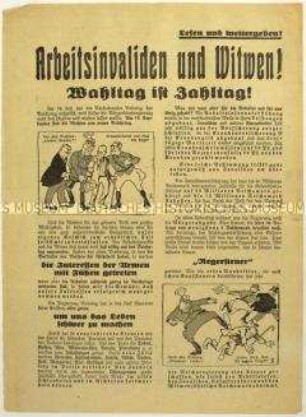 Aufruf des Zentralverbandes der Arbeitsinvaliden und Witwen Deutschlands zur Reichstagswahl 1930