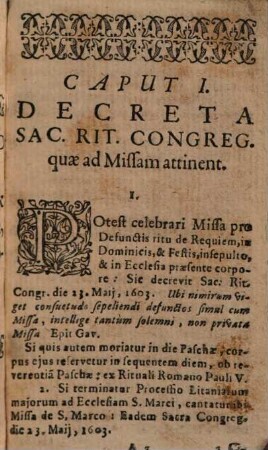 Decreta à sacra rituum congregatione in ordine ad missam et dioinum officium ... condita ...