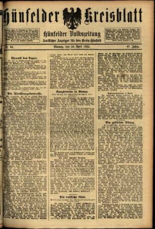 Ausgabe vom Montag, den 24. April 1922.