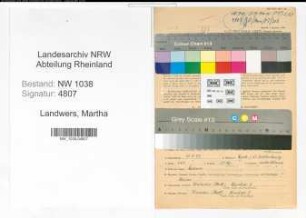 Entnazifizierung Martha Landwers , geb. 13.04.1899 (Postbeamtin)