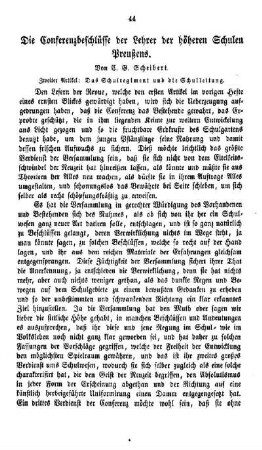 Die Conferenzbeschlüsse der Lehrer der höheren Schulen Preußens : zweiter Artikel ; das Schulregiment und die Schulleitung