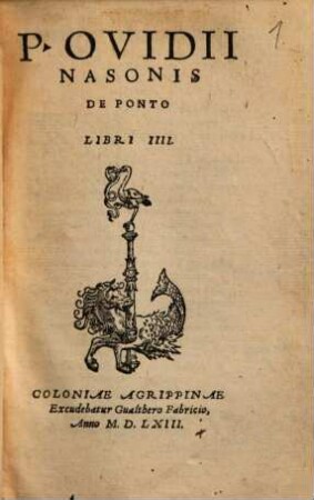 P. Ovidii Nasonis De Ponto Libri IIII.